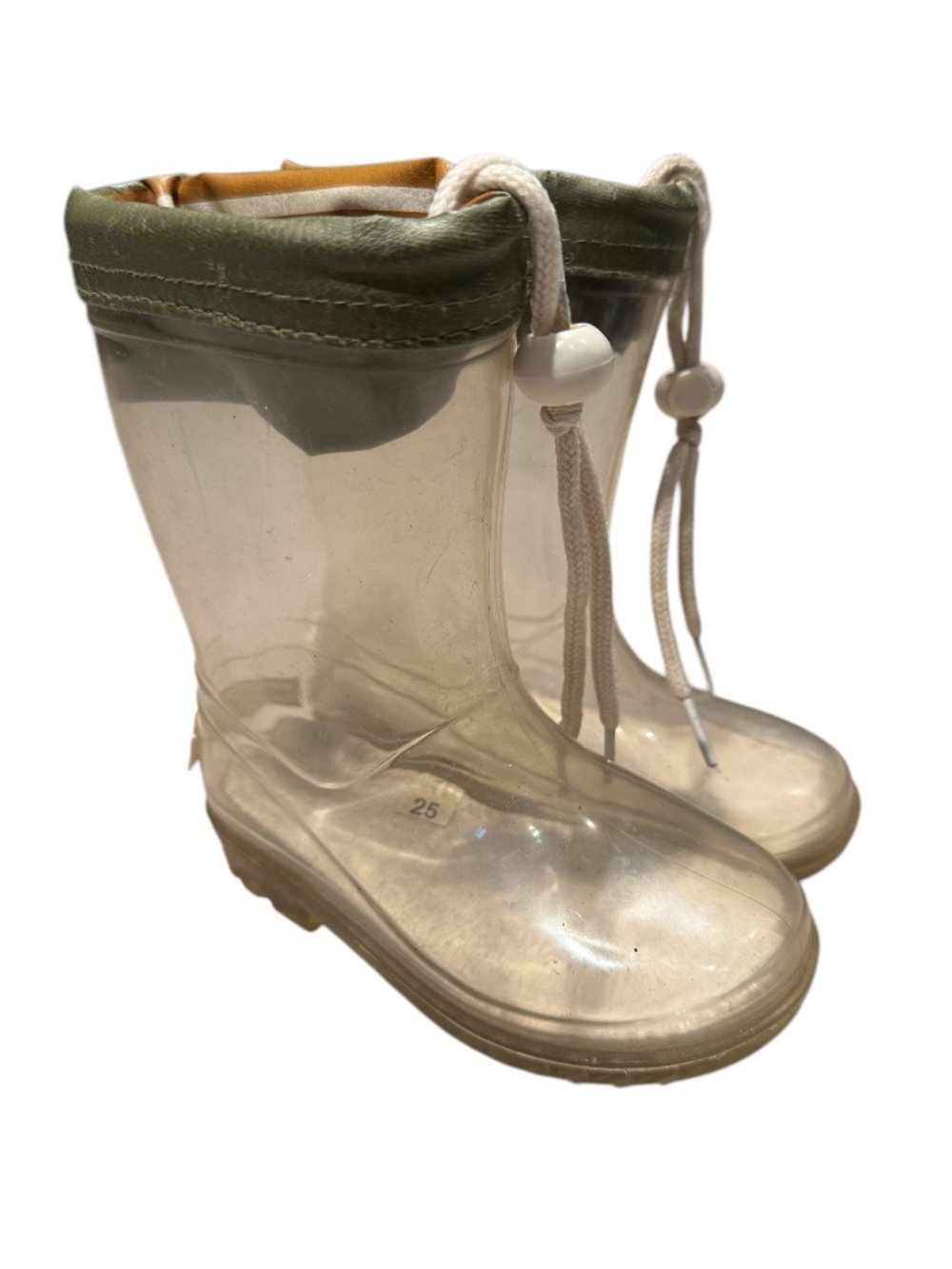 BOBO CHOSES clear/transparent & green rain boots - size 25